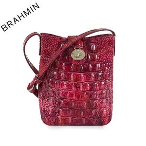 NWT BRAHMIN MARLEY CROSSBODY CROC-EMBOSSED GENUINE LEATHER IN ROSE OMBRE HANDBAG